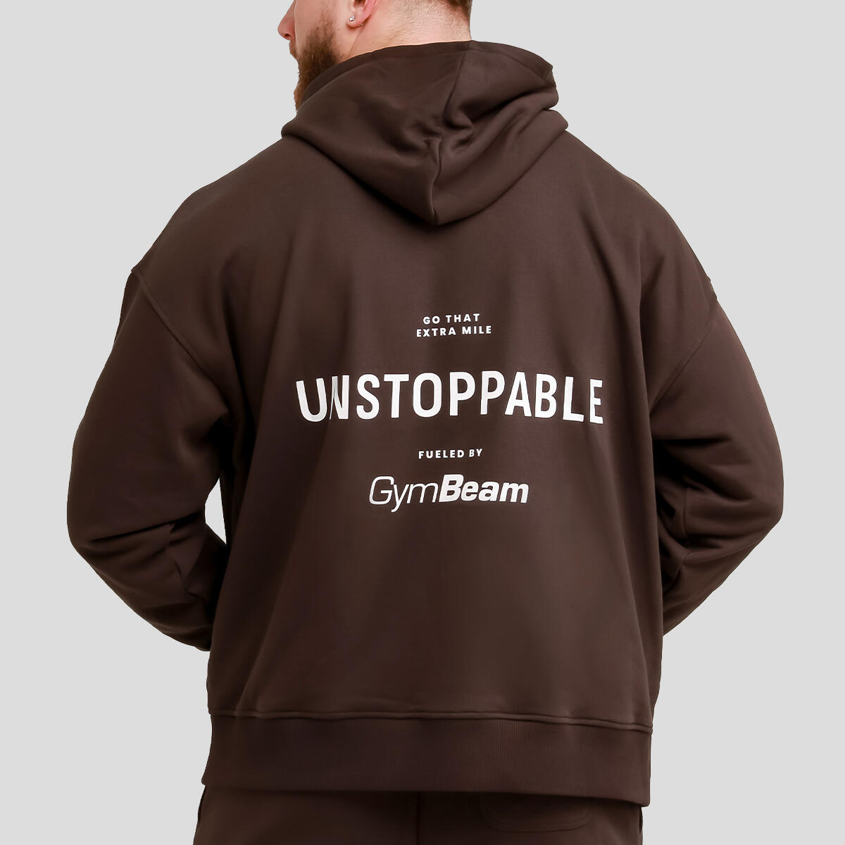 Felpa uomo con cappuccio oversize marrone Unstoppable 2/7