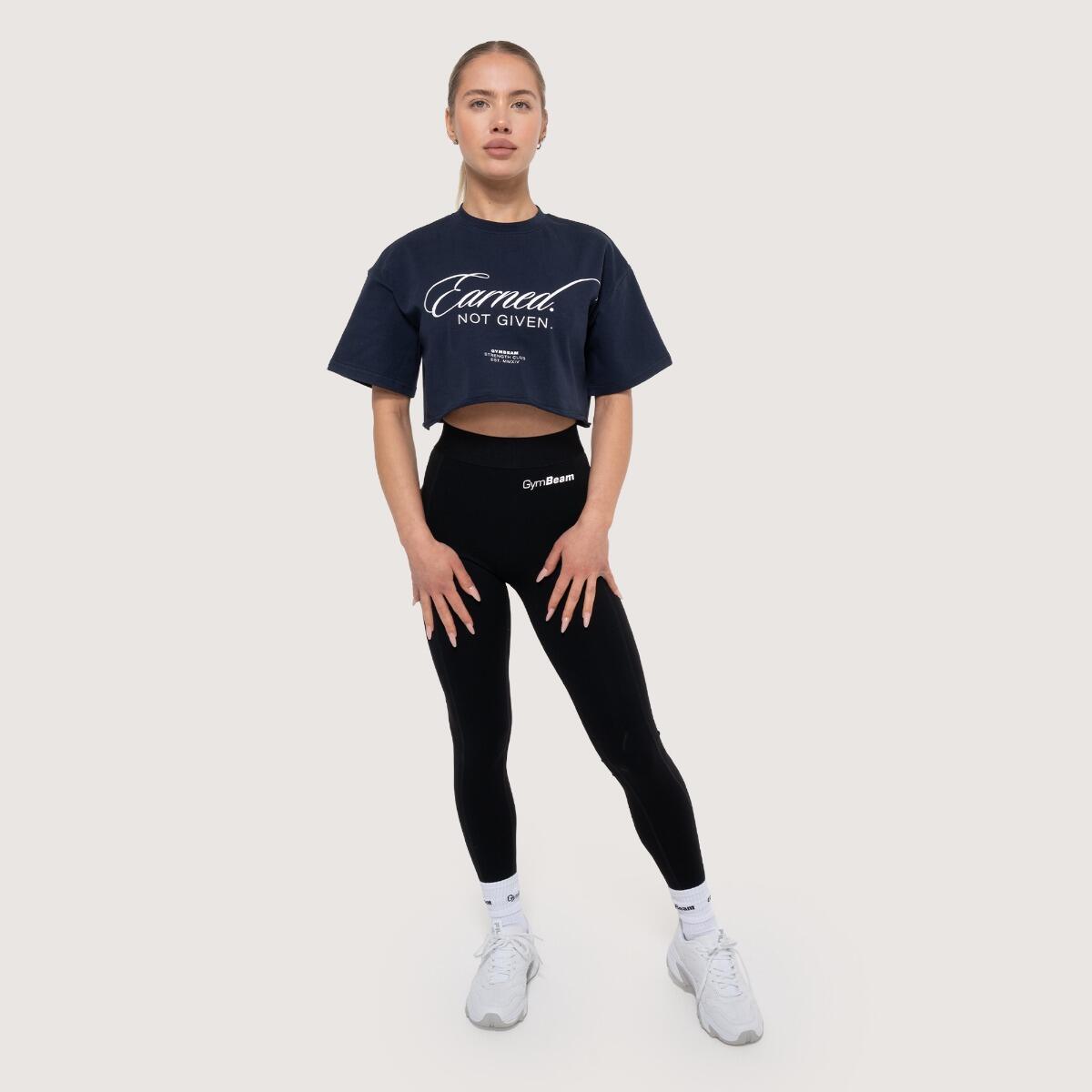 Crop top donna palestra cropped blu Earned 6/7