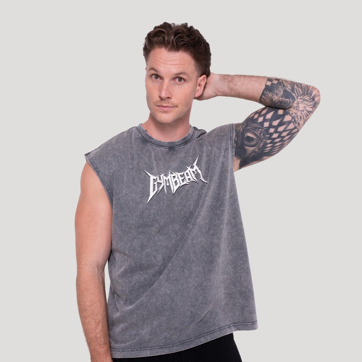 Tank top męski fitness bez rękawów szary Spike 3/6