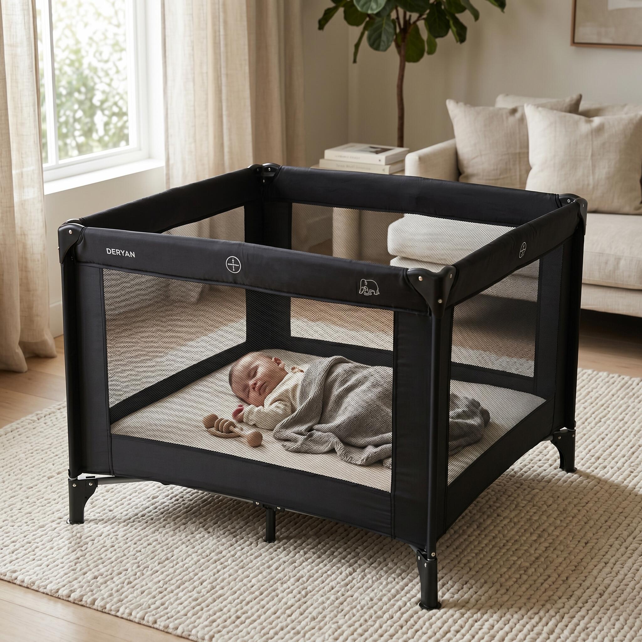 Deryan Parque Infantil – Parque Plegable – 100x100 cm – Negro 4/7