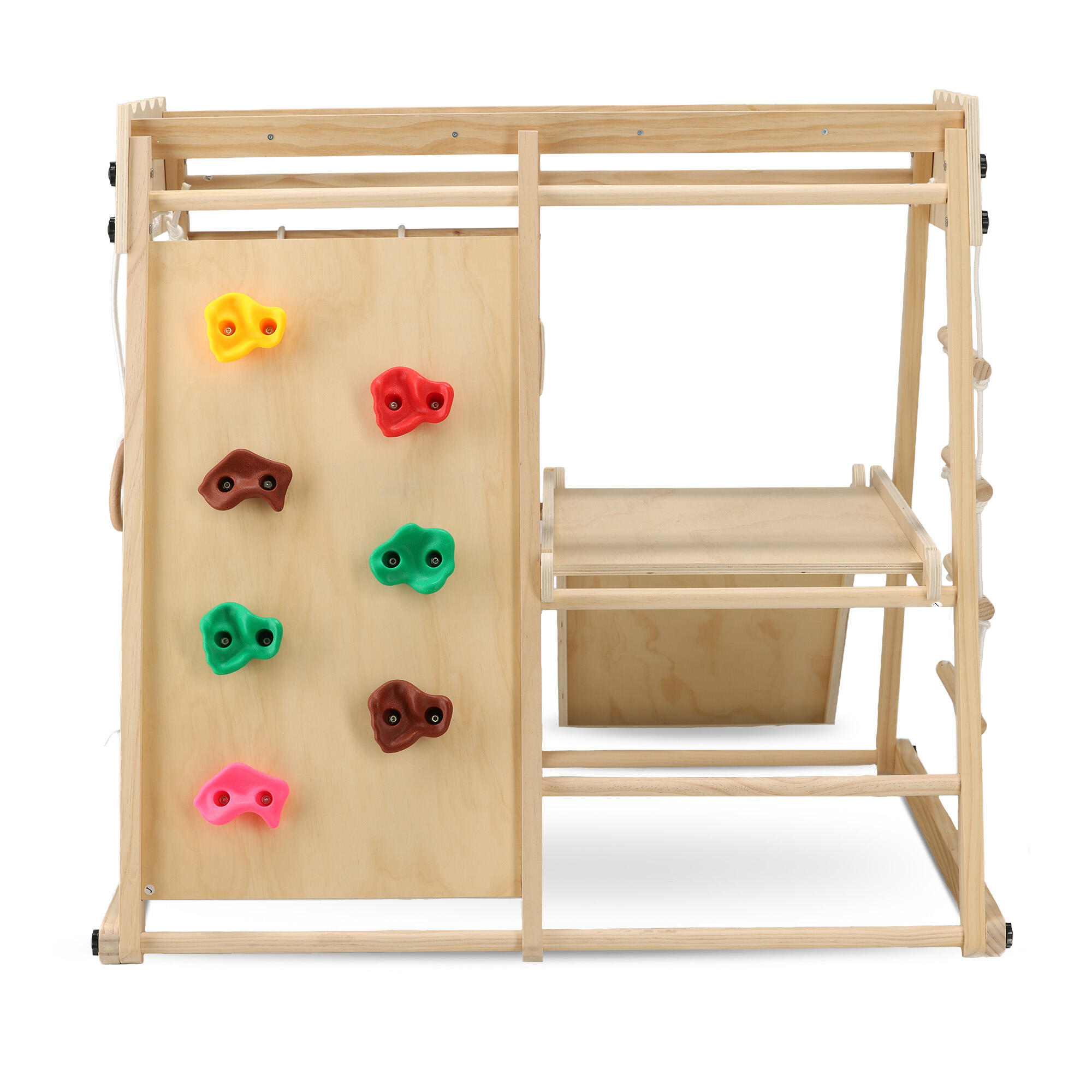 Estructura de escalada de madera - Plegable - Con tobogán y pared de escalada 5/6