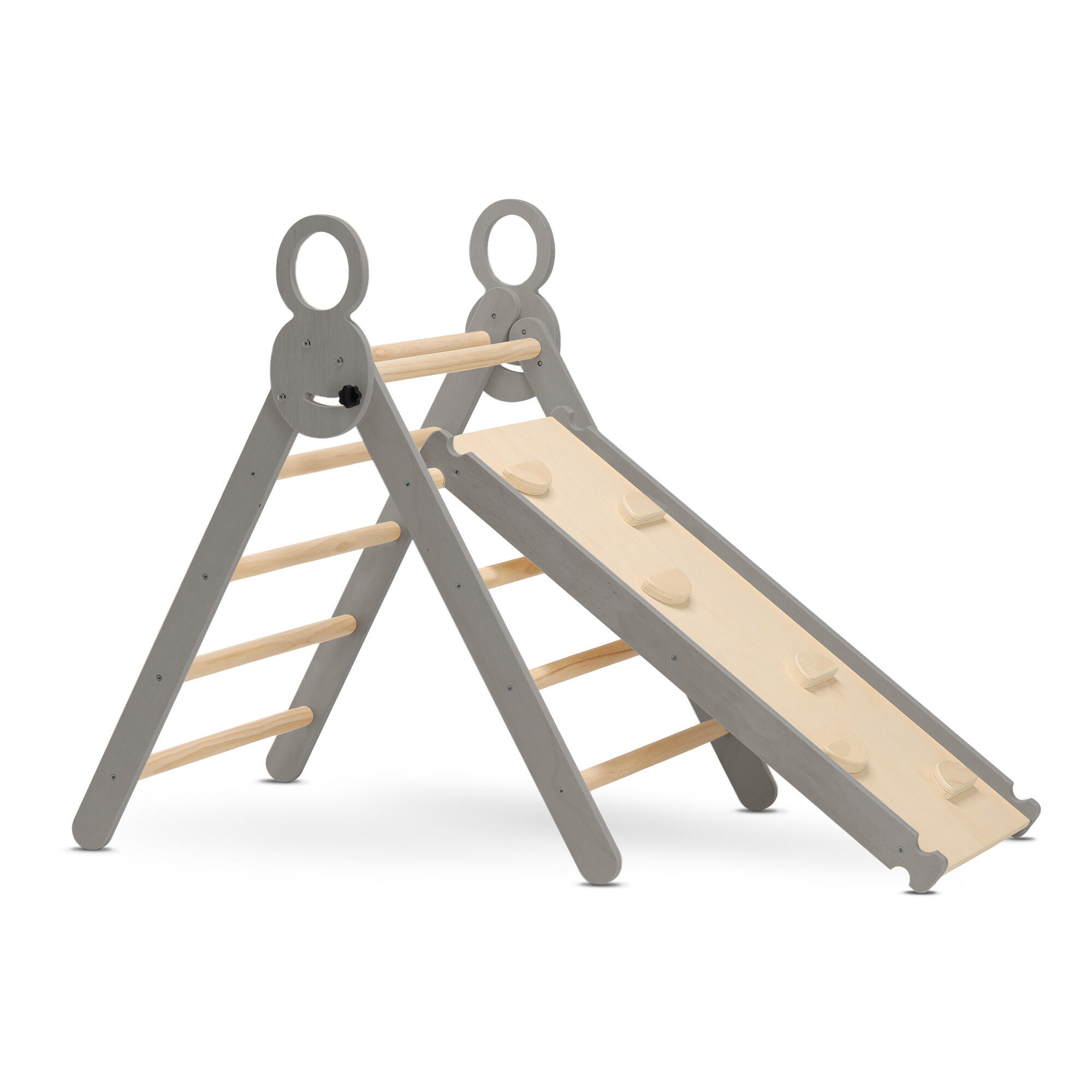 Triangolo Pieghevole con Arco da Arrampicata e Scivolo – Montessori – Grigio 7/7