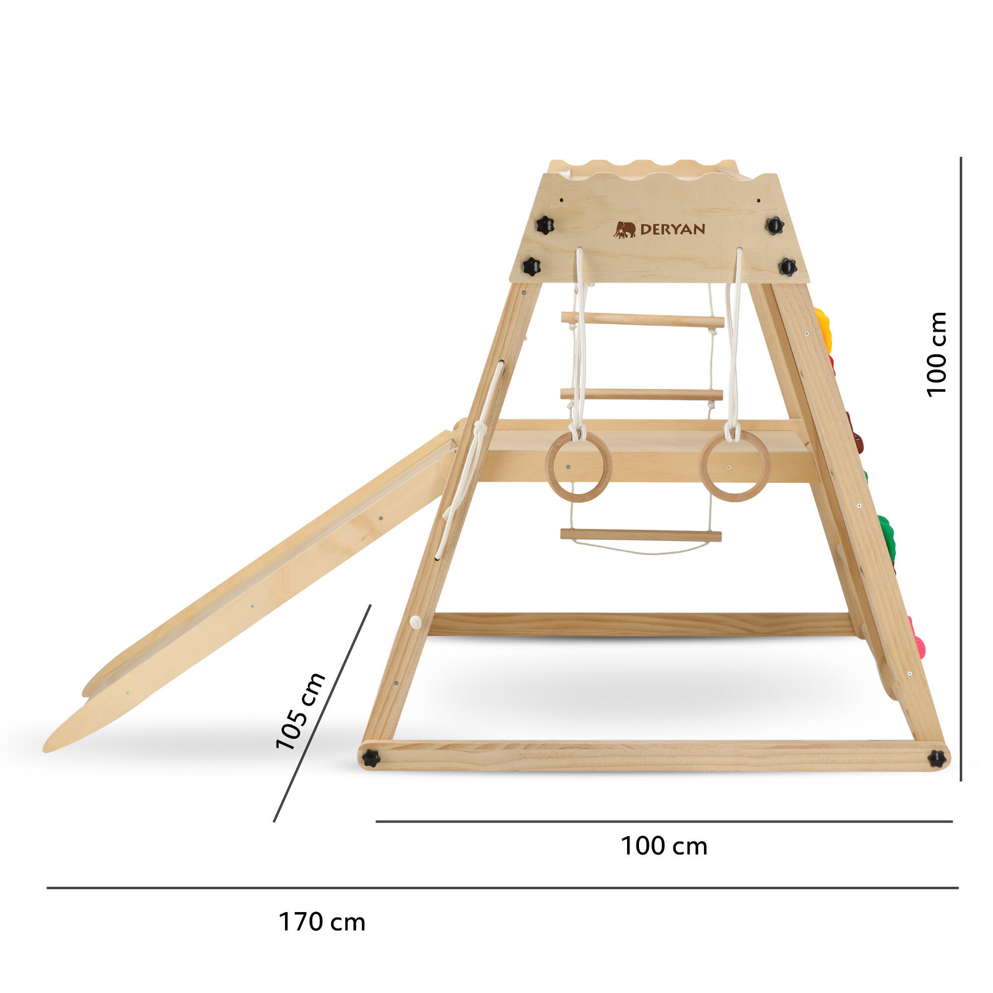 Estructura de escalada de madera - Plegable - Con tobogán y pared de escalada 6/6