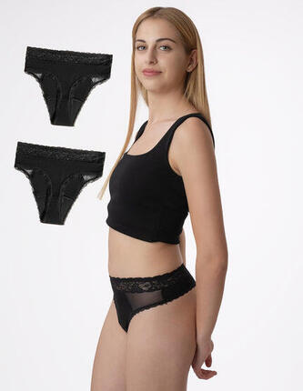 Lot de 2 culottes menstruelles en coton bambou pour flux abondant