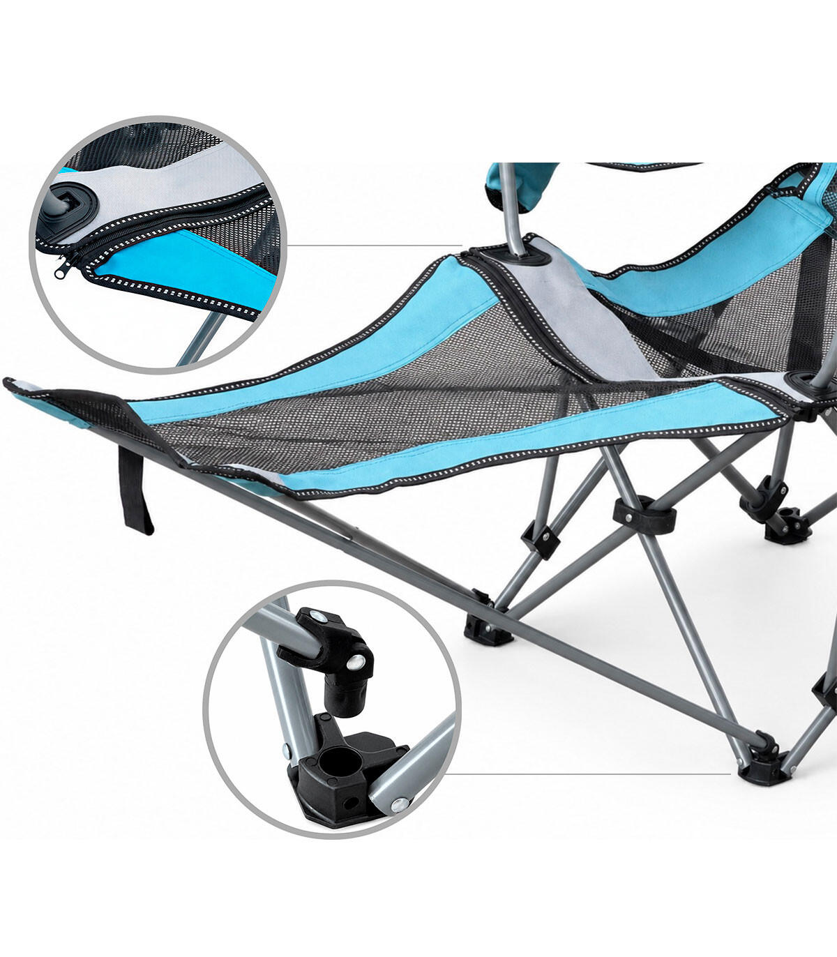 Silla Plegable Camping con Reposapies y Respaldo Reclinable 5/7