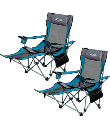 Lot de 2 Chaises Camping Pliantes avec Repose-Pieds et Dossier Inclinable