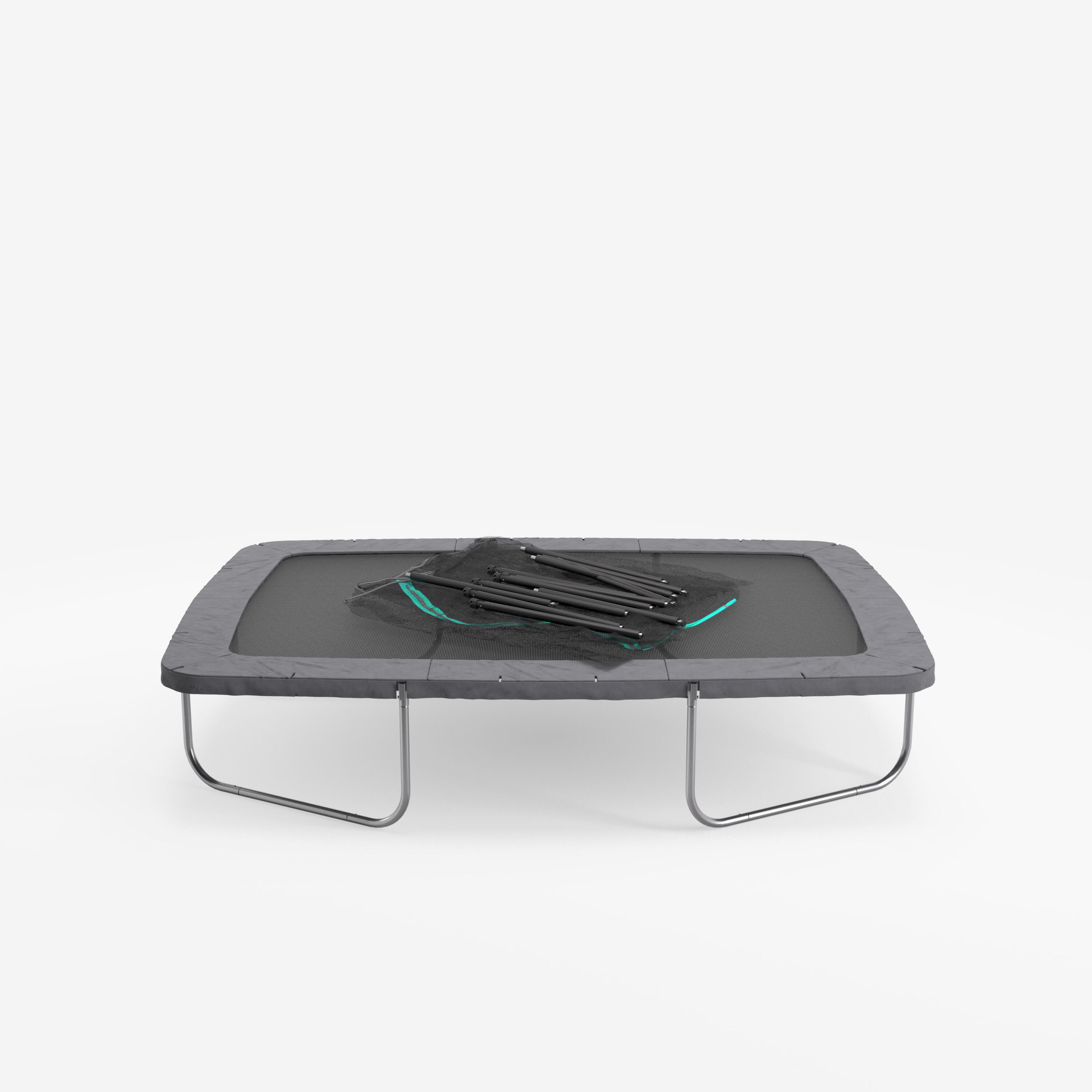 Seconde vie Trampoline rectangulaire 520 avec filet de protection, noir 2/4