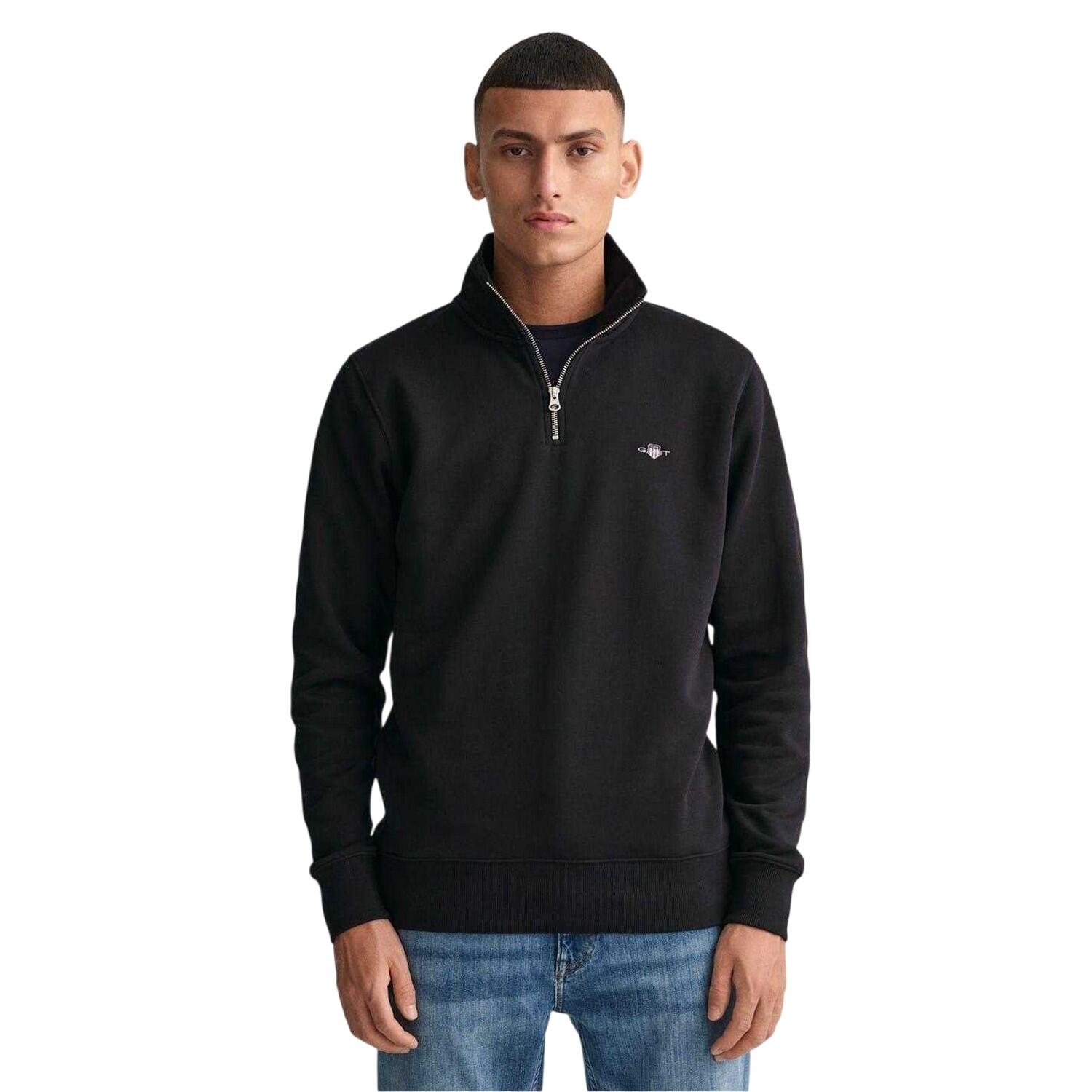 Gant Mens Embroidered Logo Half Zip Sweatshirt