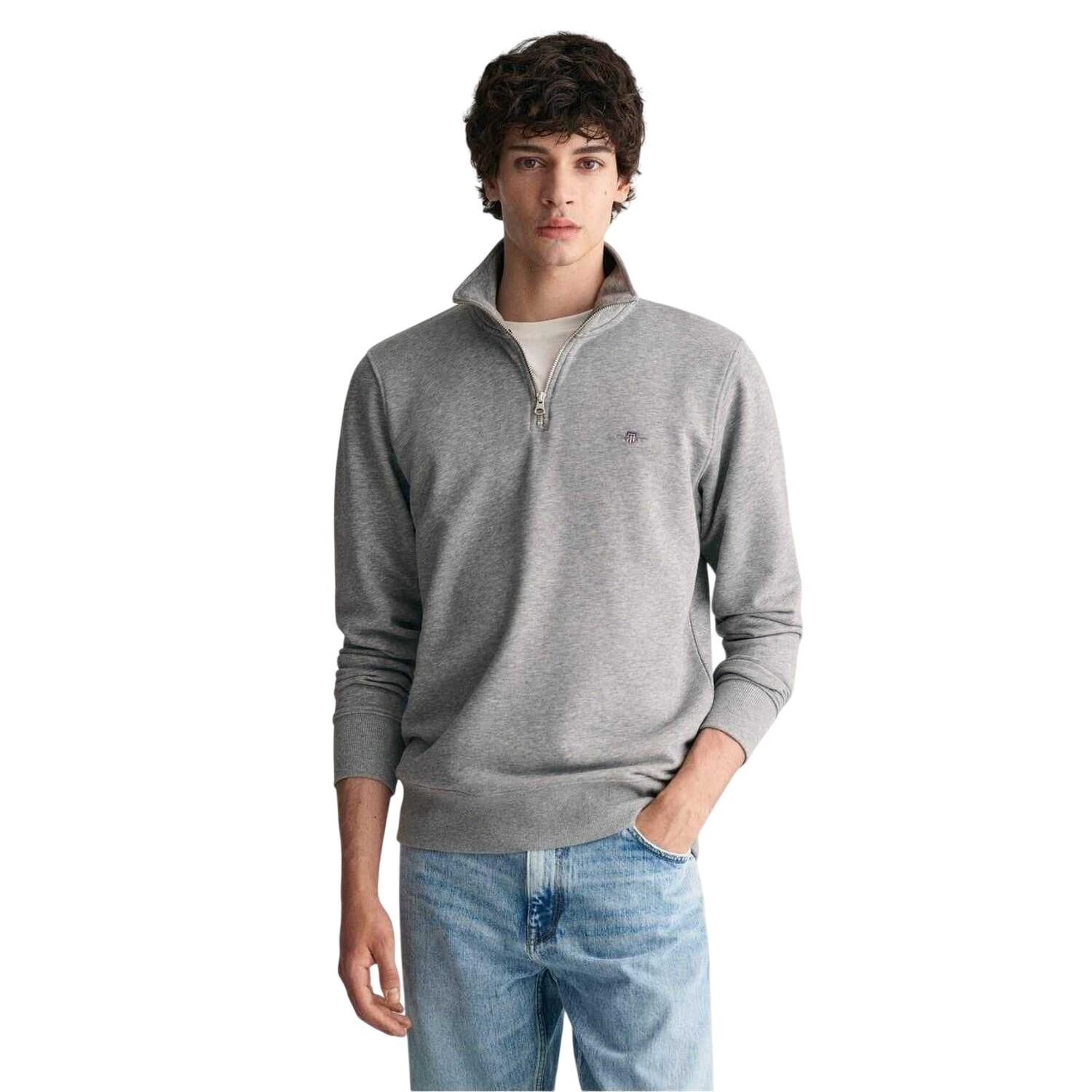 Gant Mens Embroidered Logo Half Zip Sweatshirt