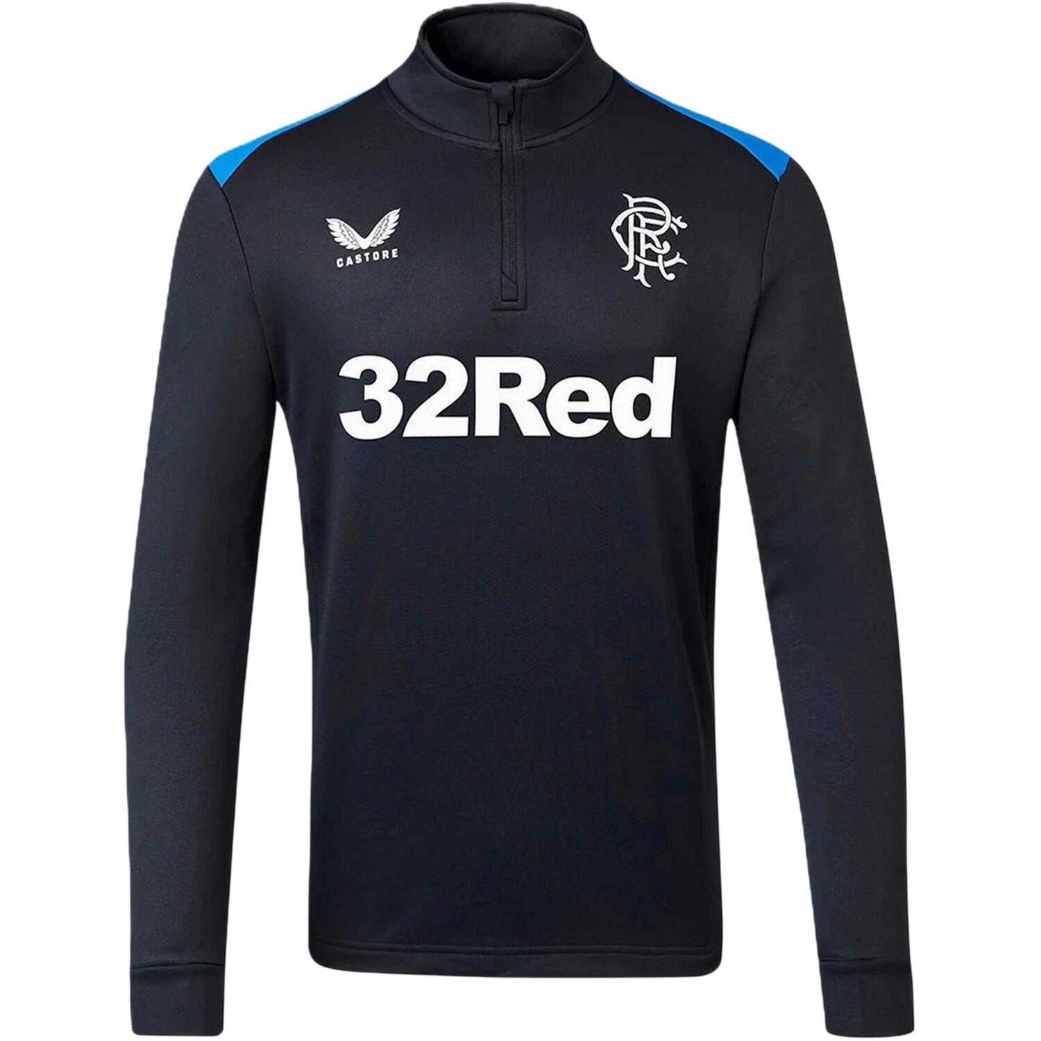 Castore Mens Rangers FC Quarter Zip Tailored Training Fleece Top