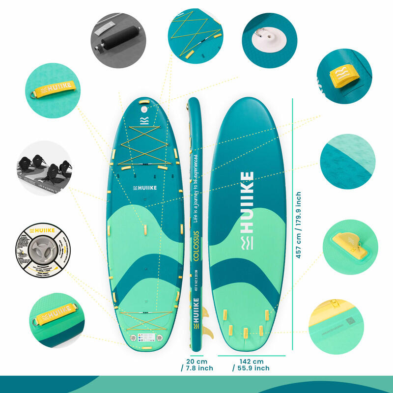 Deska Sup Nadmuchiwana XXL 4 Osoby 15’ z Akcesoriami, do 480 kg, Zielona