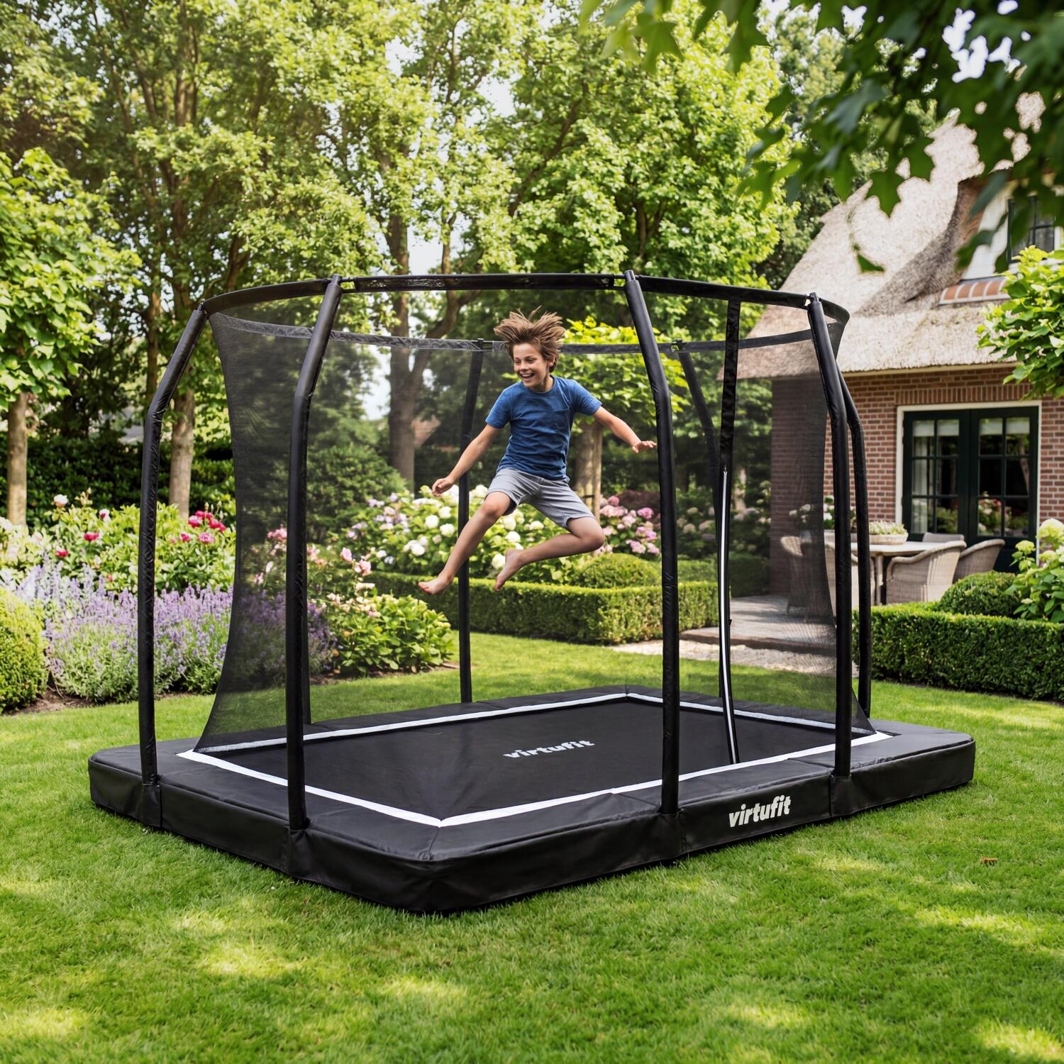 Premium-Bodentrampolin mit Sicherheitsnetz – rechteckig – 183 x 274 cm 2/7