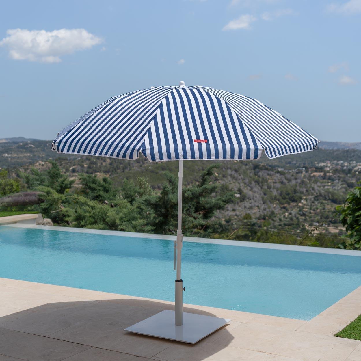 Flamingueo parasol plage inclinable upf50+ polyester bleu 2/7