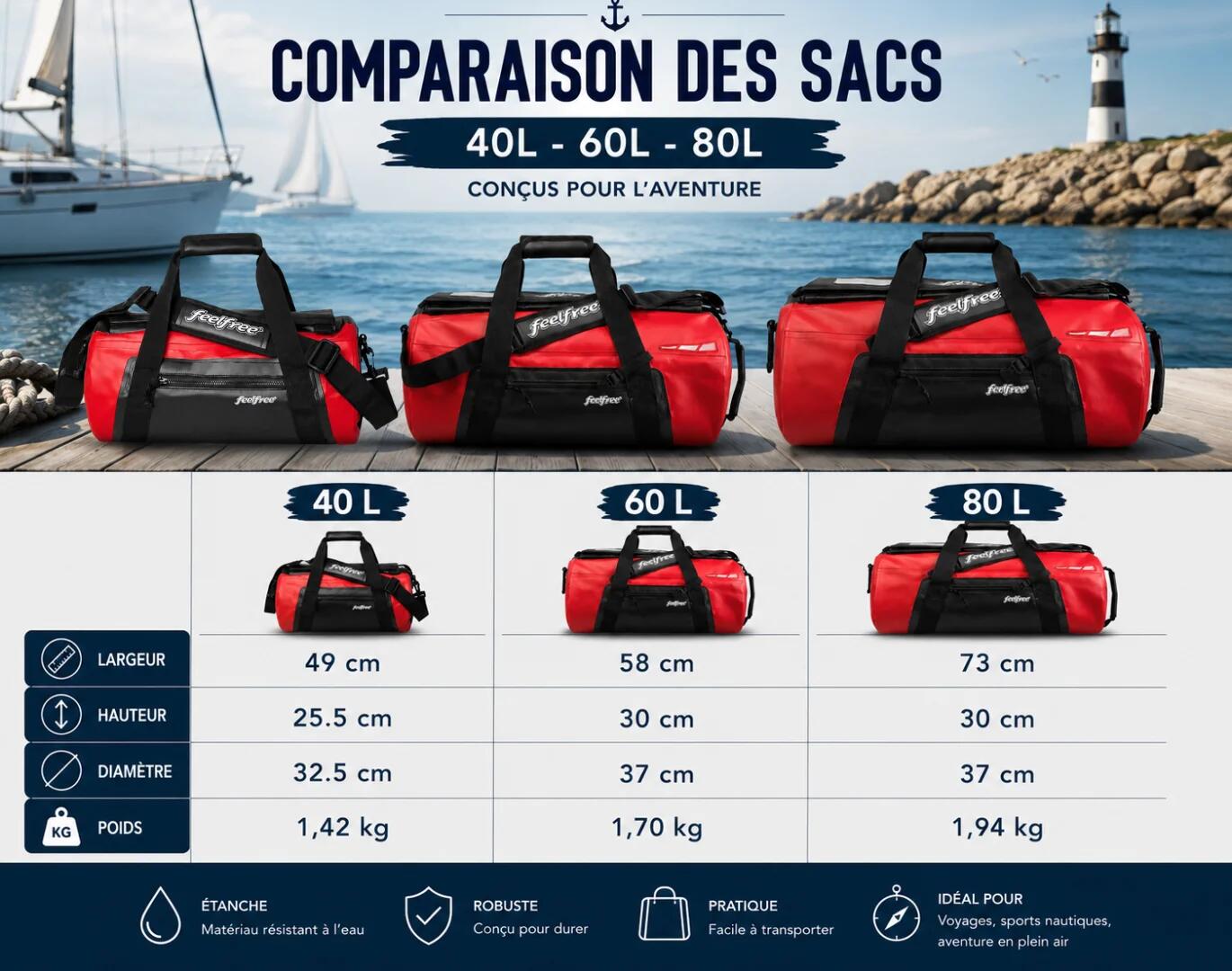 Borsa impermeabile per barca Clipper 40L 7/7