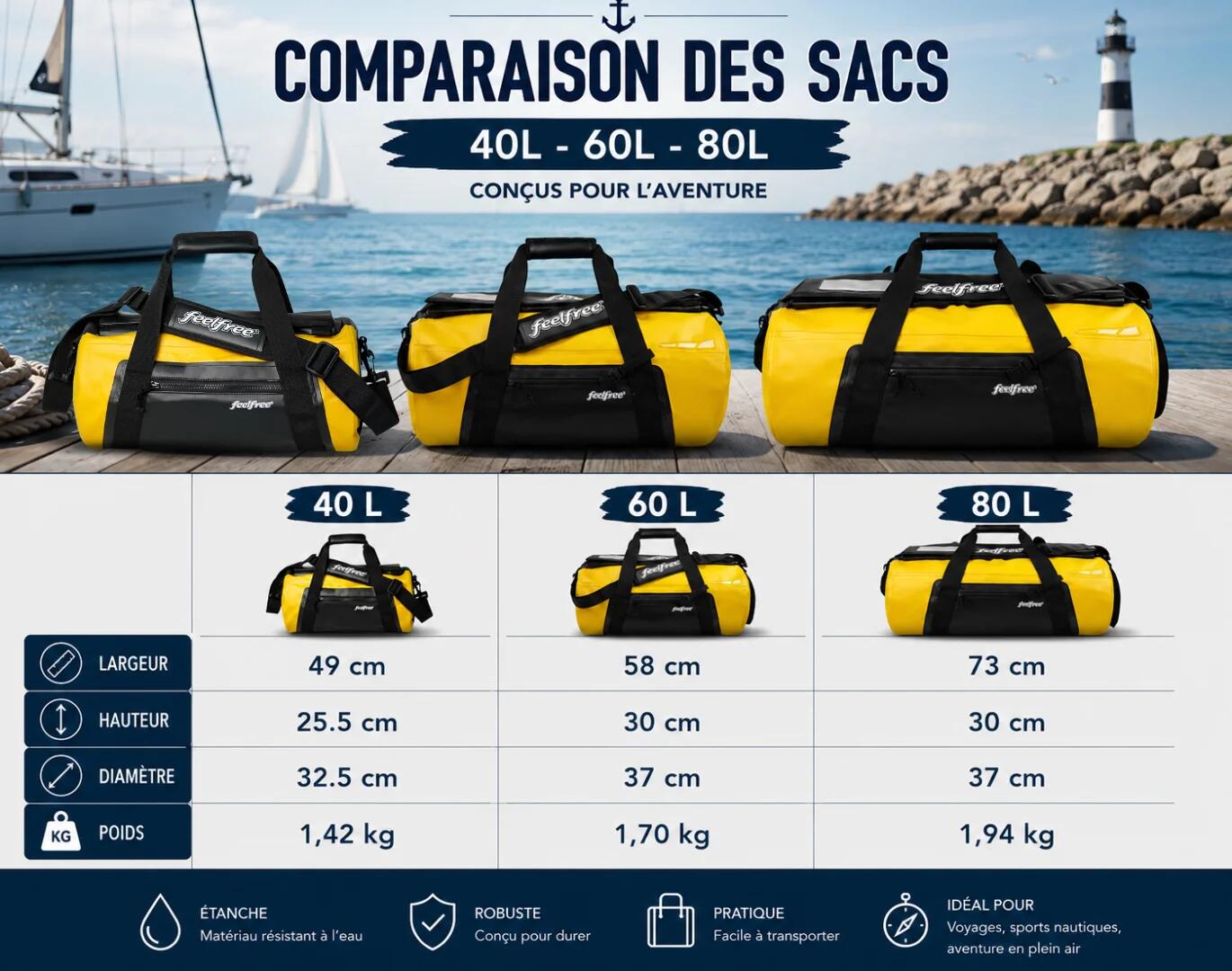 Borsa impermeabile per barca Clipper 40L 5/7