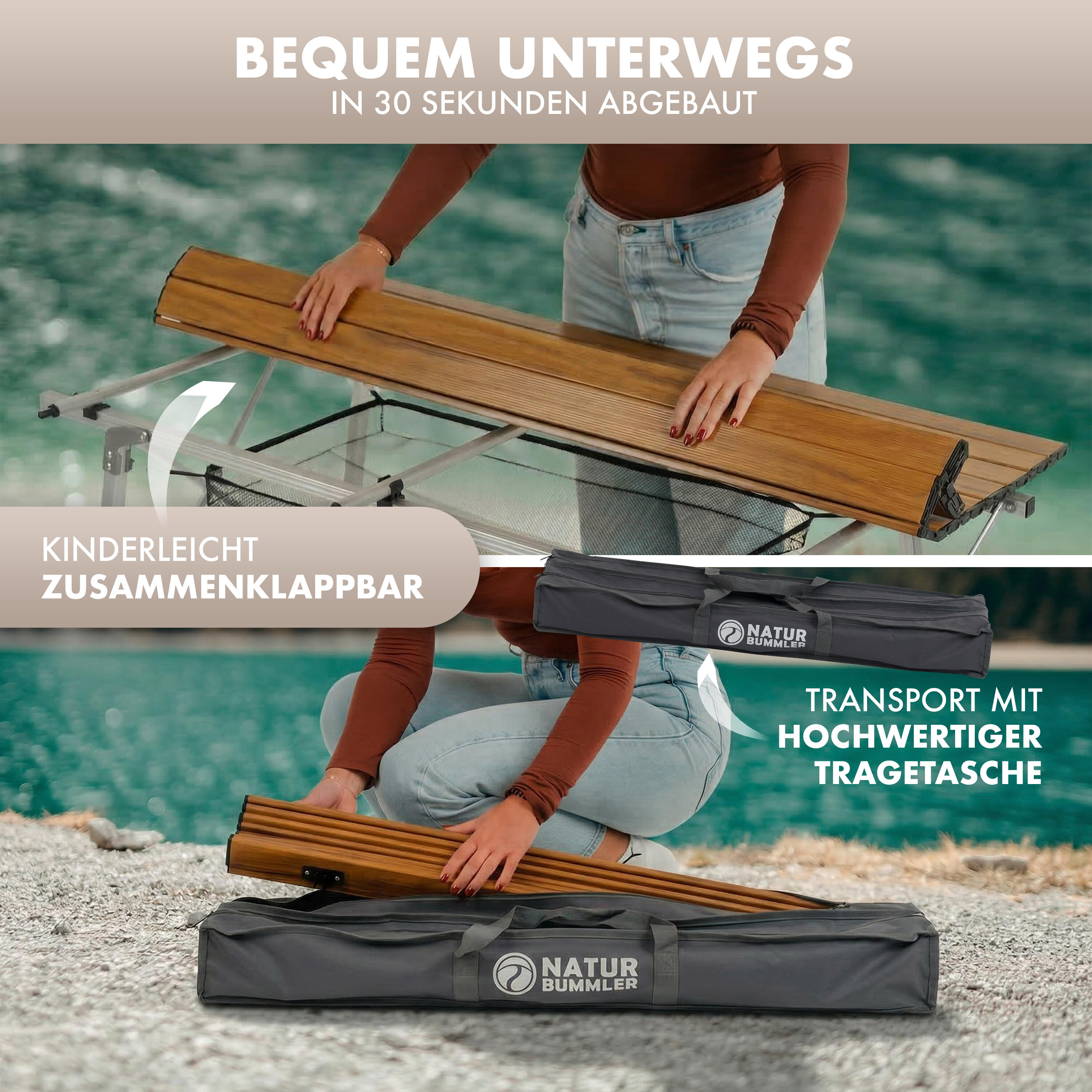 Camping Falttisch (Größe L) Aluminium höhenverstellbar ultraleicht Solid-Litec+ 6/7