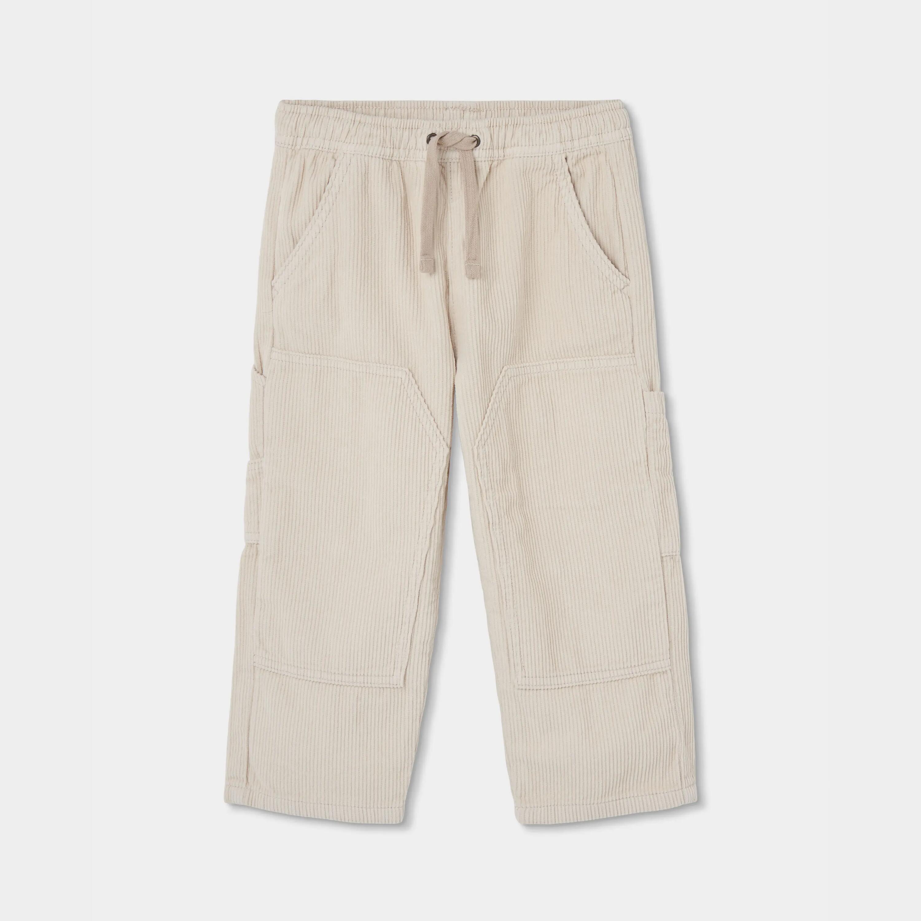 Pantalón pana niño beige con bolsillos 1/4