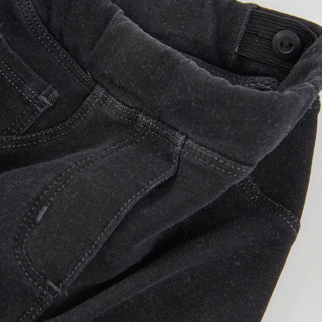 Pantalón felpa denim niña negro 3/4