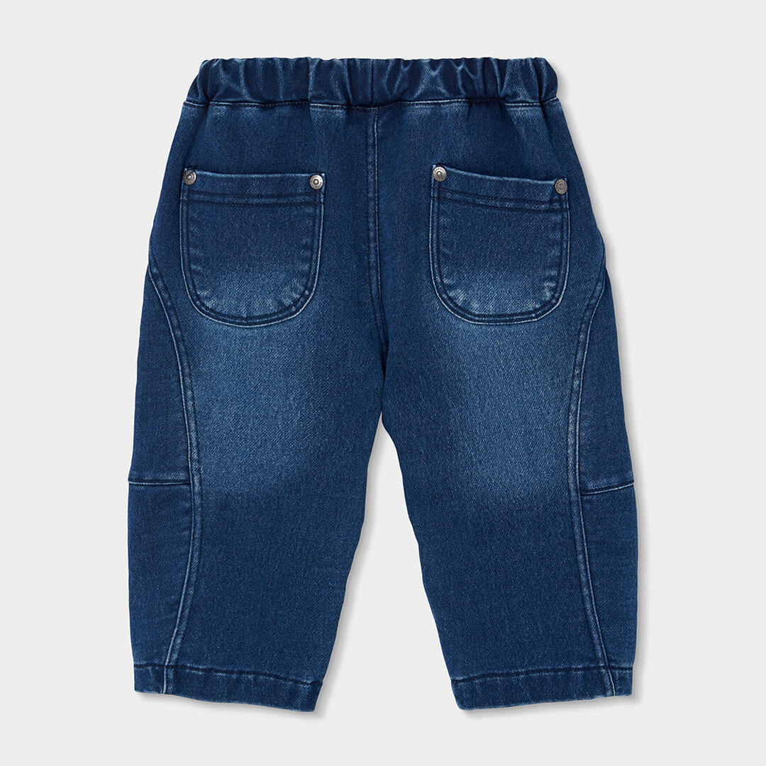 Pantalón denim baggy niño azul con cordón 2/4