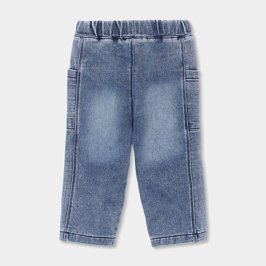 Pantalón denim niño azul con parches 2/4