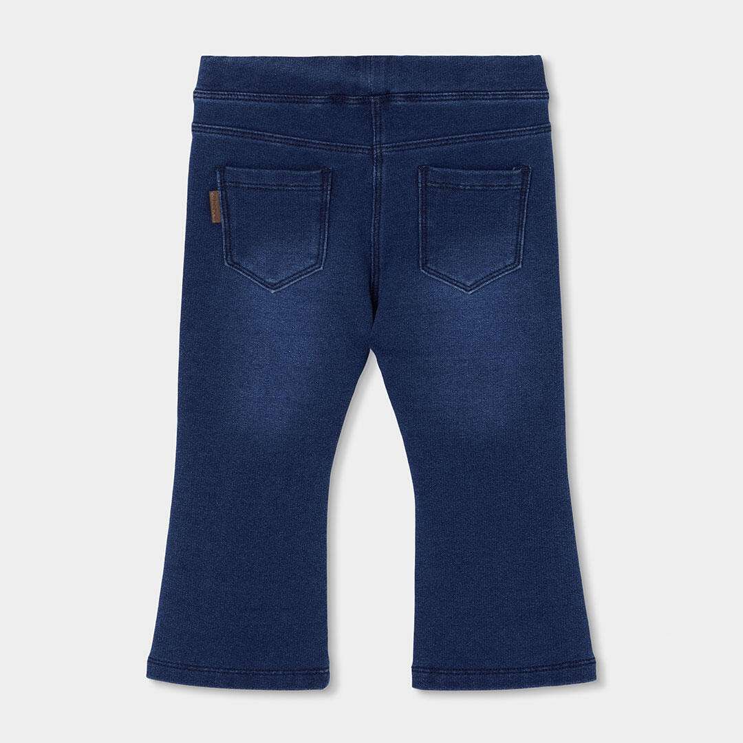 Pantalón felpa denim niña azul acampanado 2/4