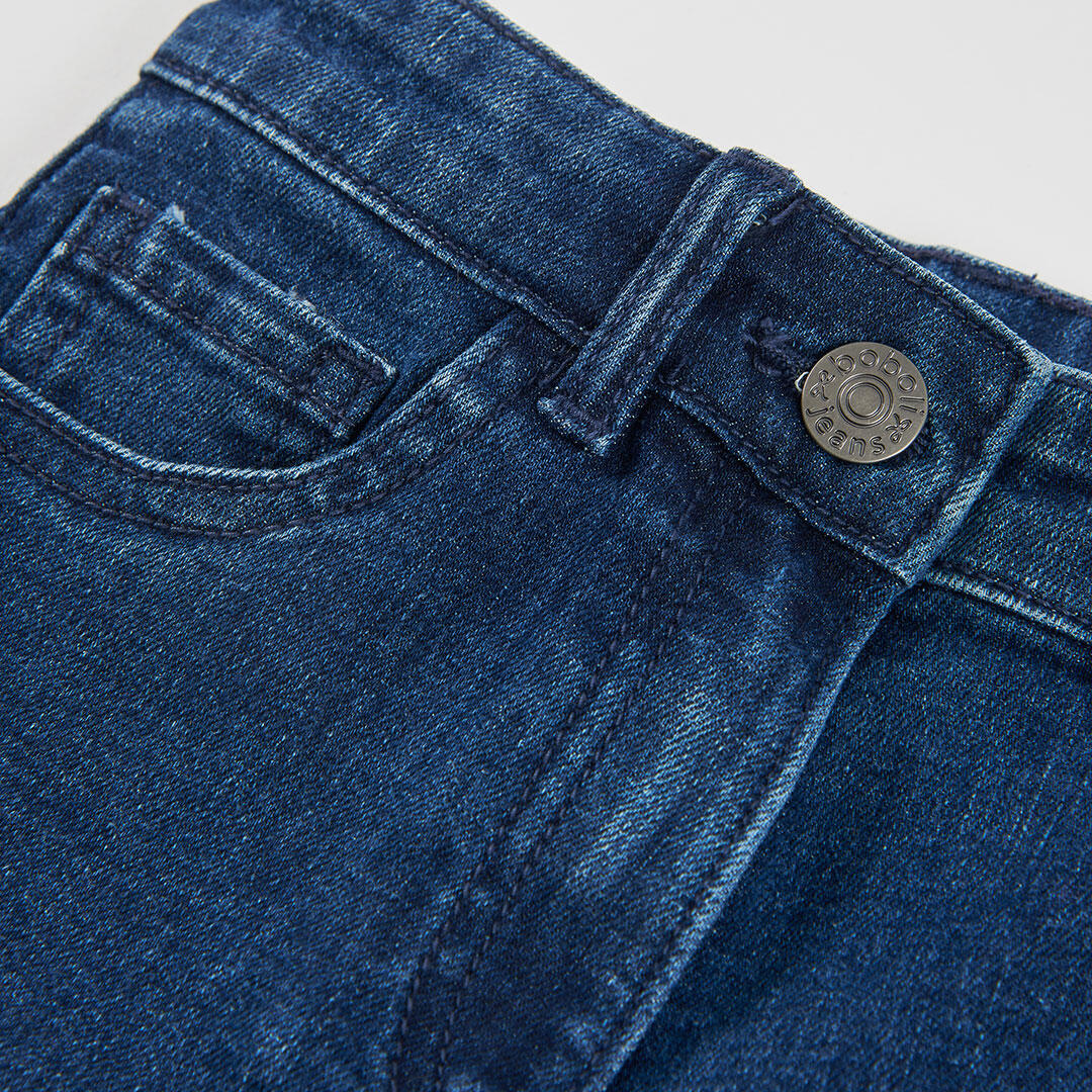 Pantalón denim niña azul wide leg elástico 3/4