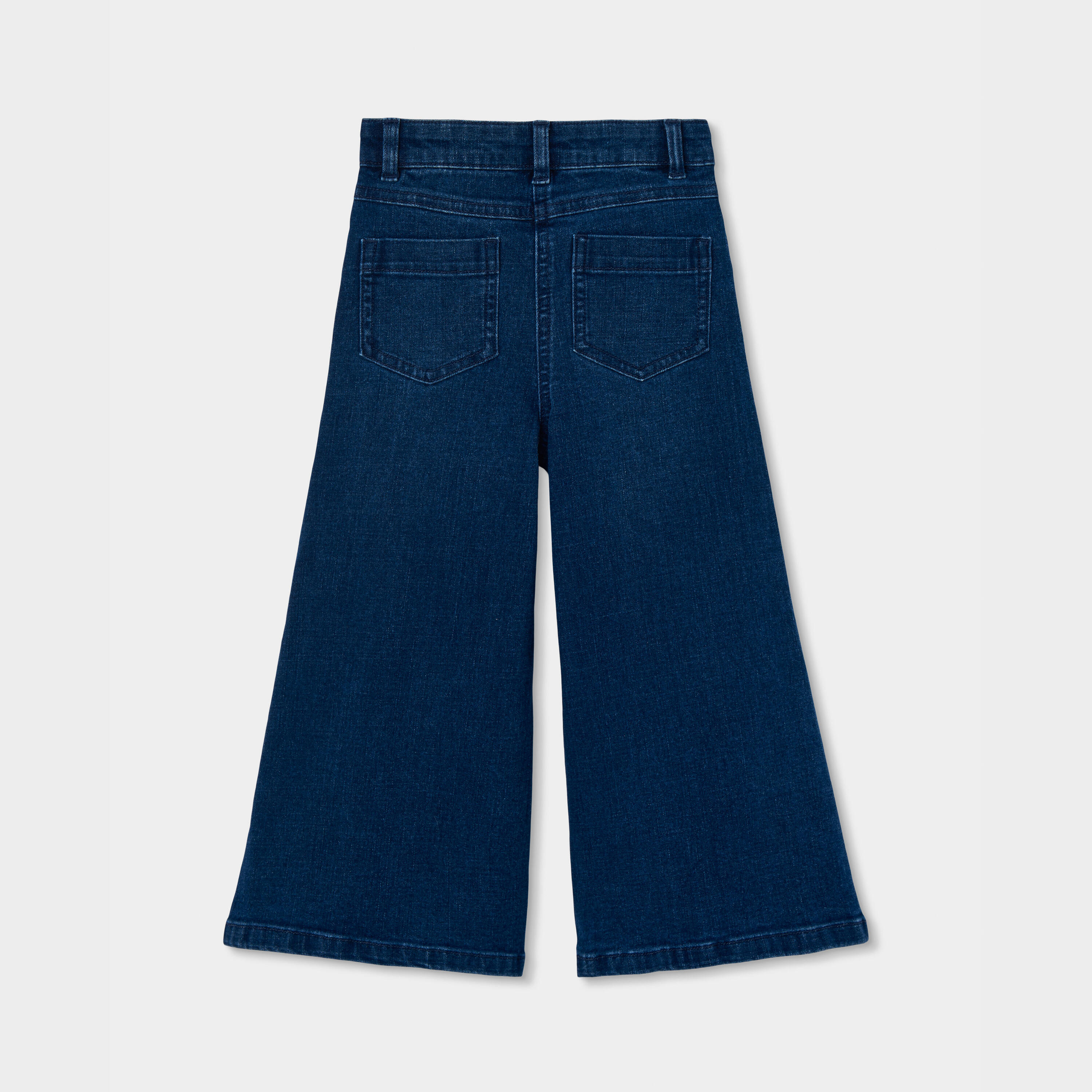 Pantalón denim niña azul wide leg elástico 2/4