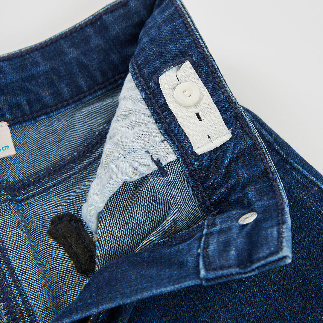 Pantalón denim niña azul wide leg elástico 4/4