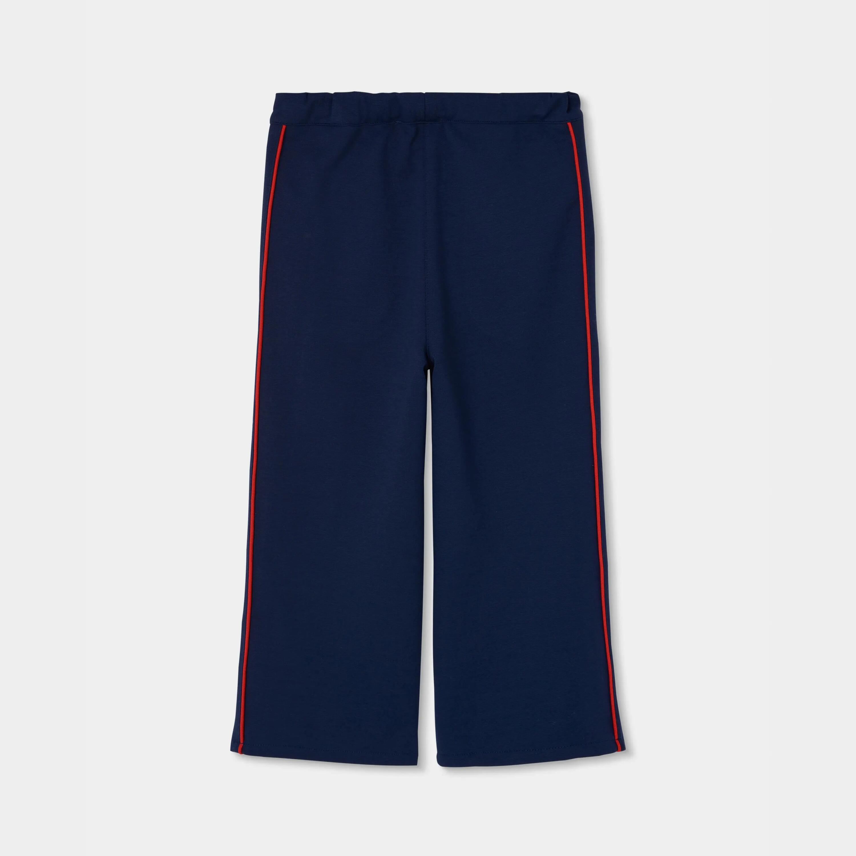 Pantalón niña azul marino con franja roja lateral 2/4