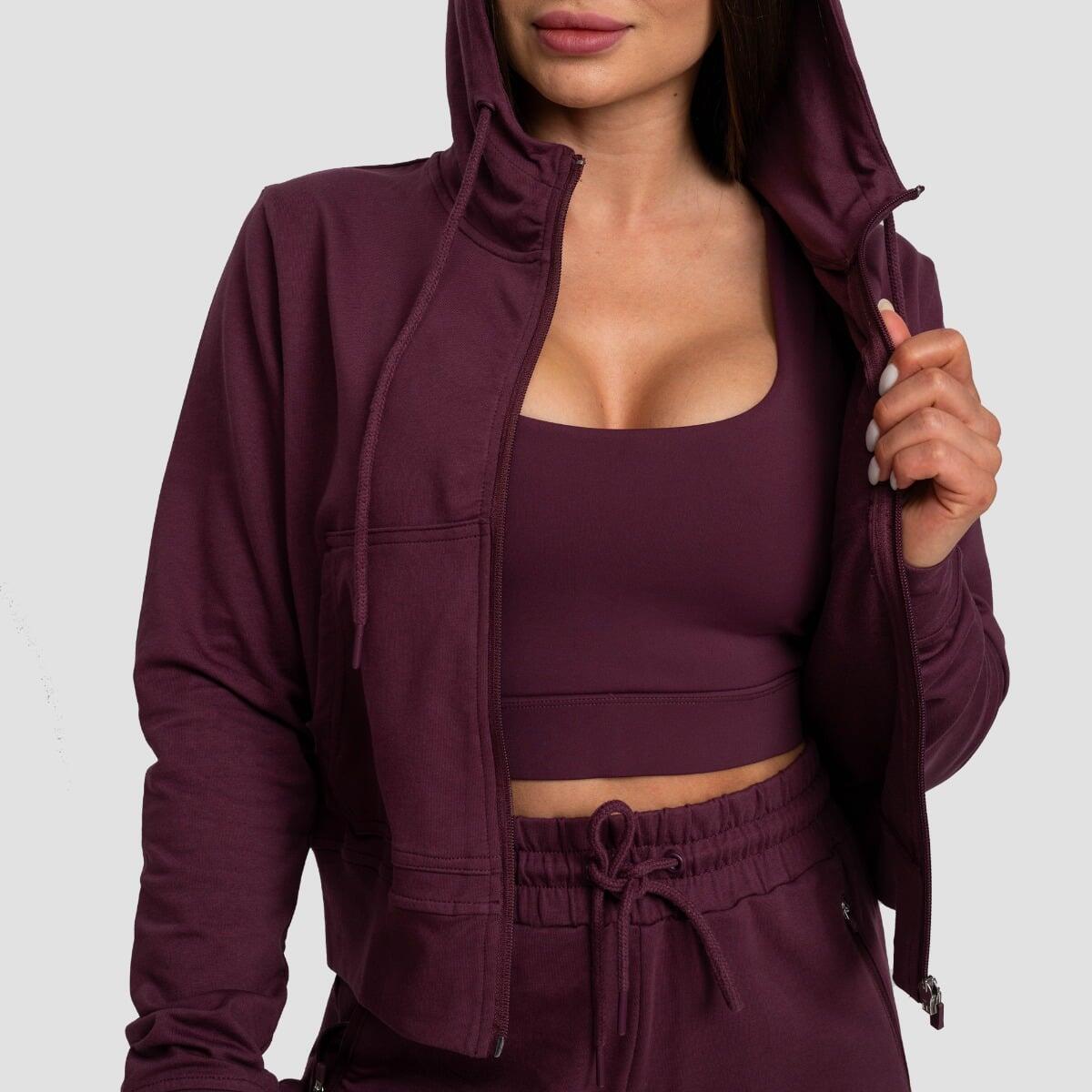 Mikina dámská fitness na zip s kapucí TRN Eggplant 2/7