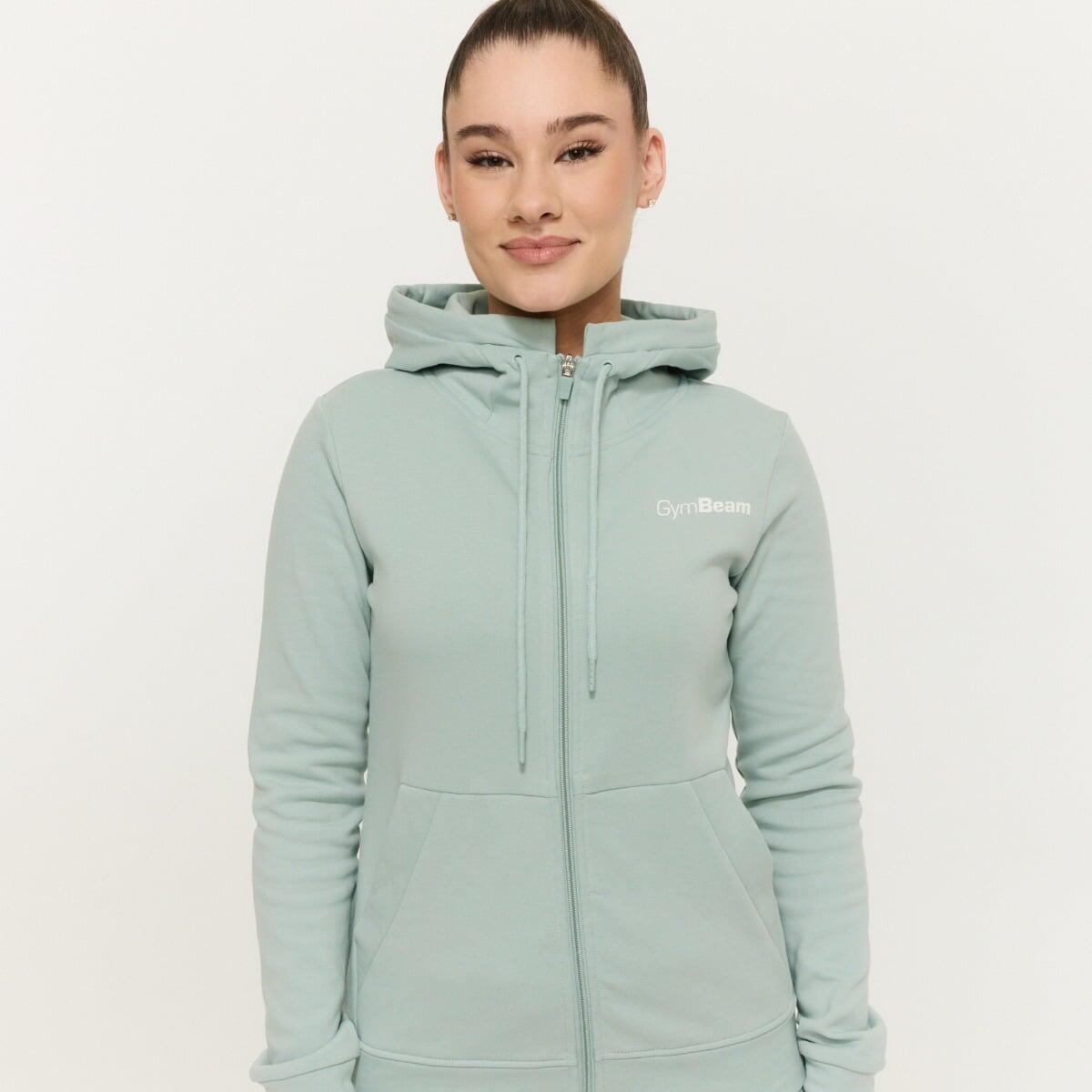 Mikina dámská fitness na zip eukalyptová Limitless 2/7