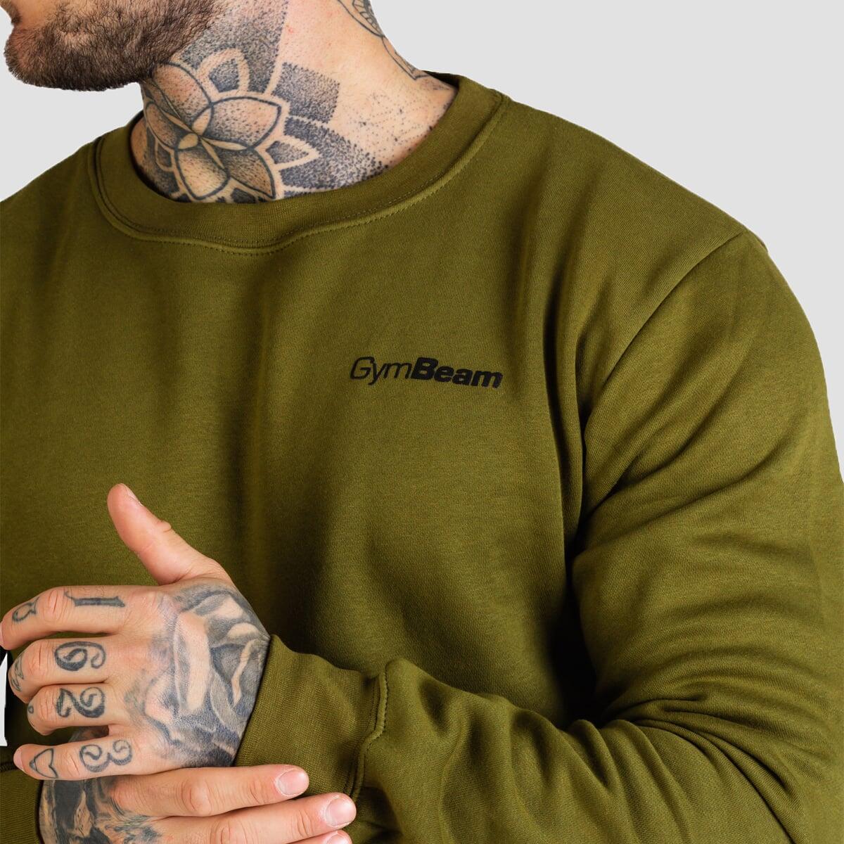 Bluza męska fitness bez kaptura zielona Basic 4/7