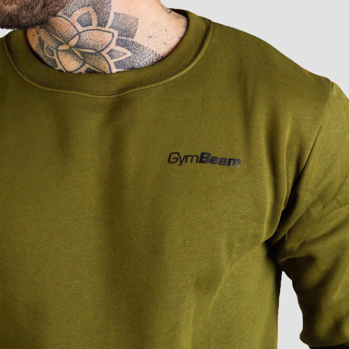 Bluza męska fitness bez kaptura zielona Basic 3/7