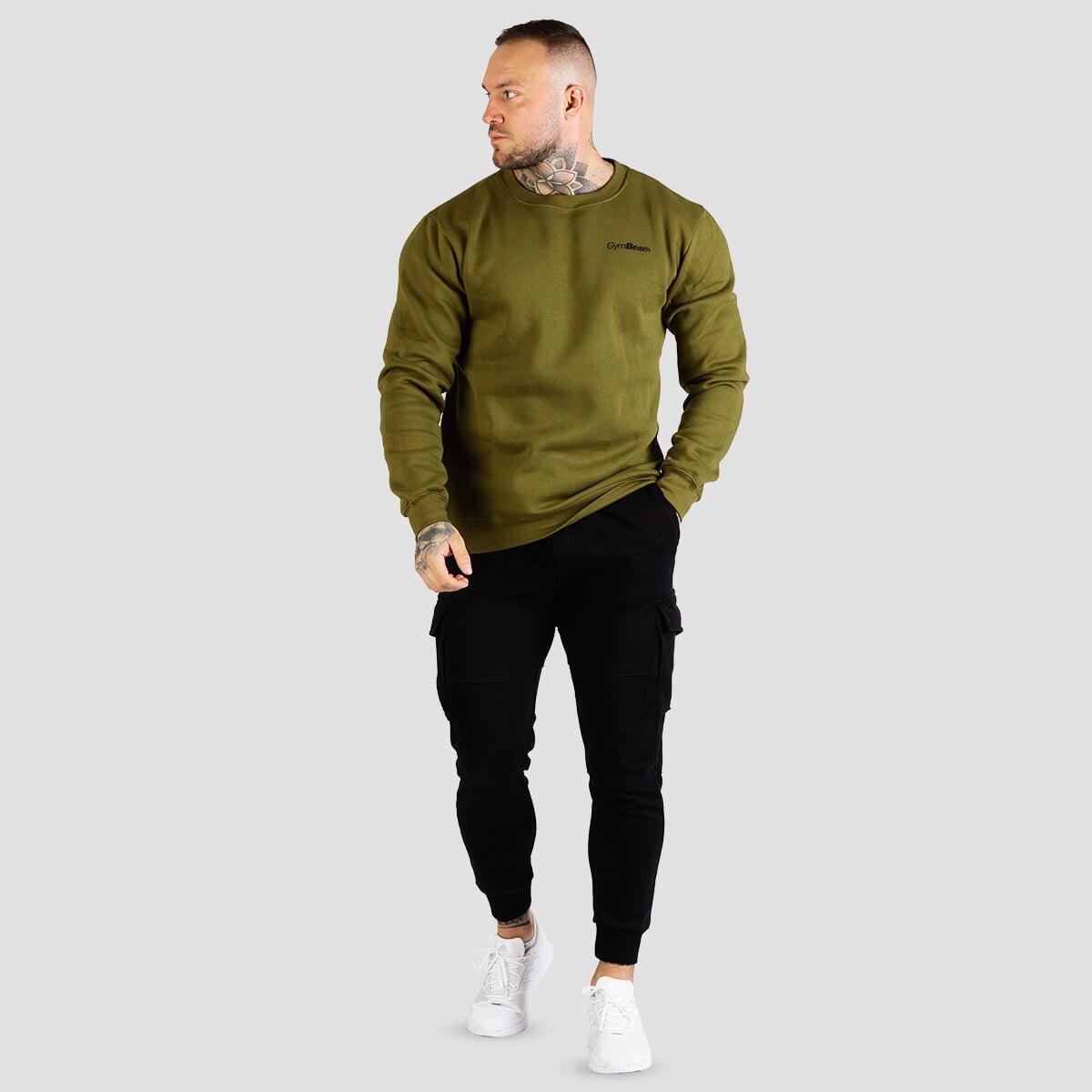 Bluza męska fitness bez kaptura zielona Basic 6/7