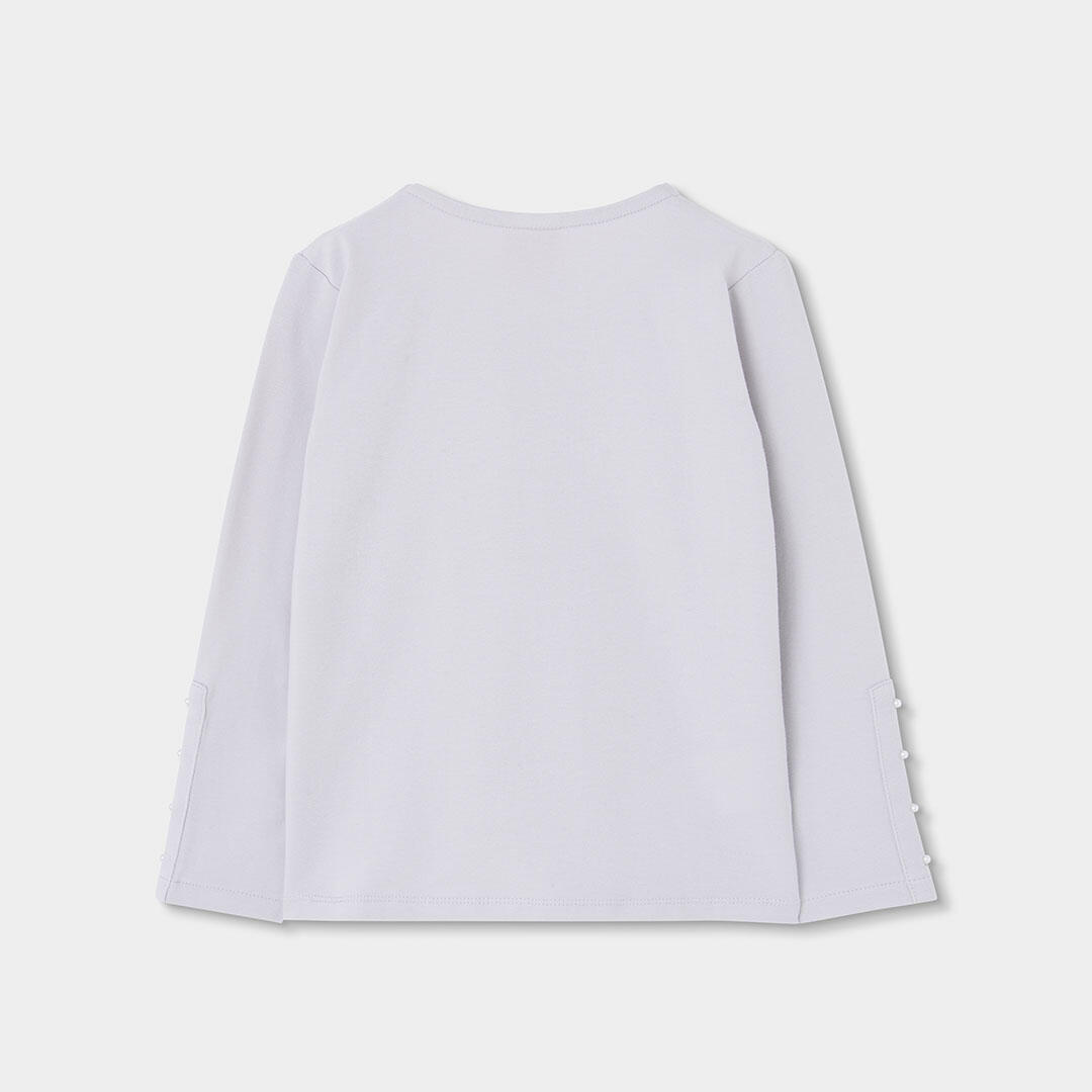 Camiseta punto niña beige con letras GREY 2/4