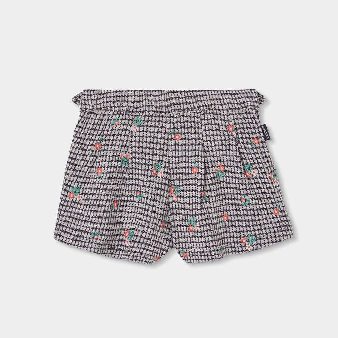 Falda-Pantalón punto cuadros bordado flores niña 2/4