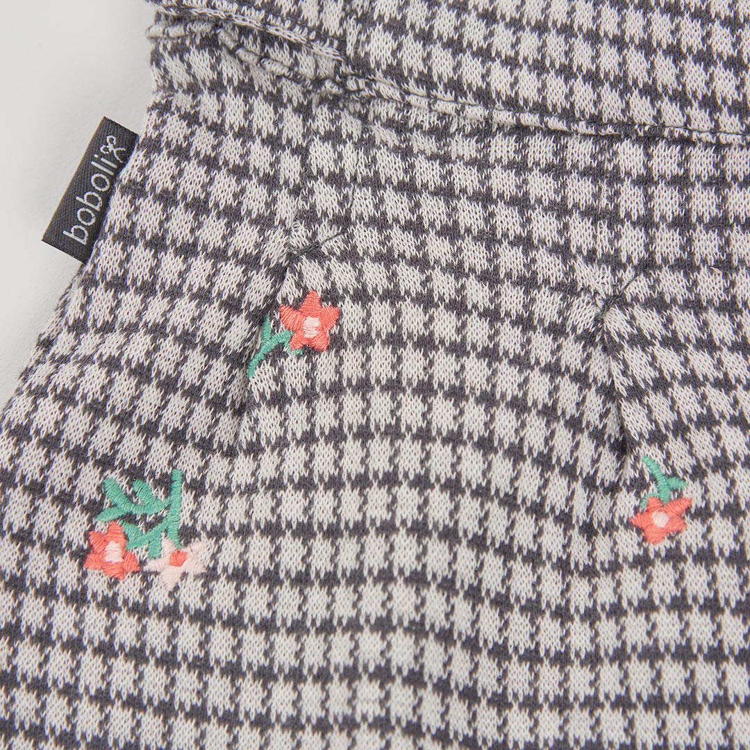 Falda-Pantalón punto cuadros bordado flores niña 4/4