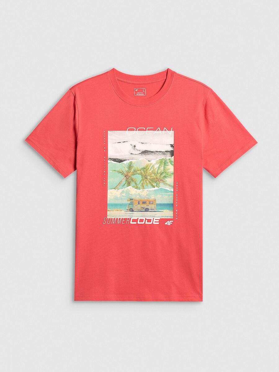 T-shirt regular z nadrukiem męski 4F 4FRSS26TTSHM4304 5/7