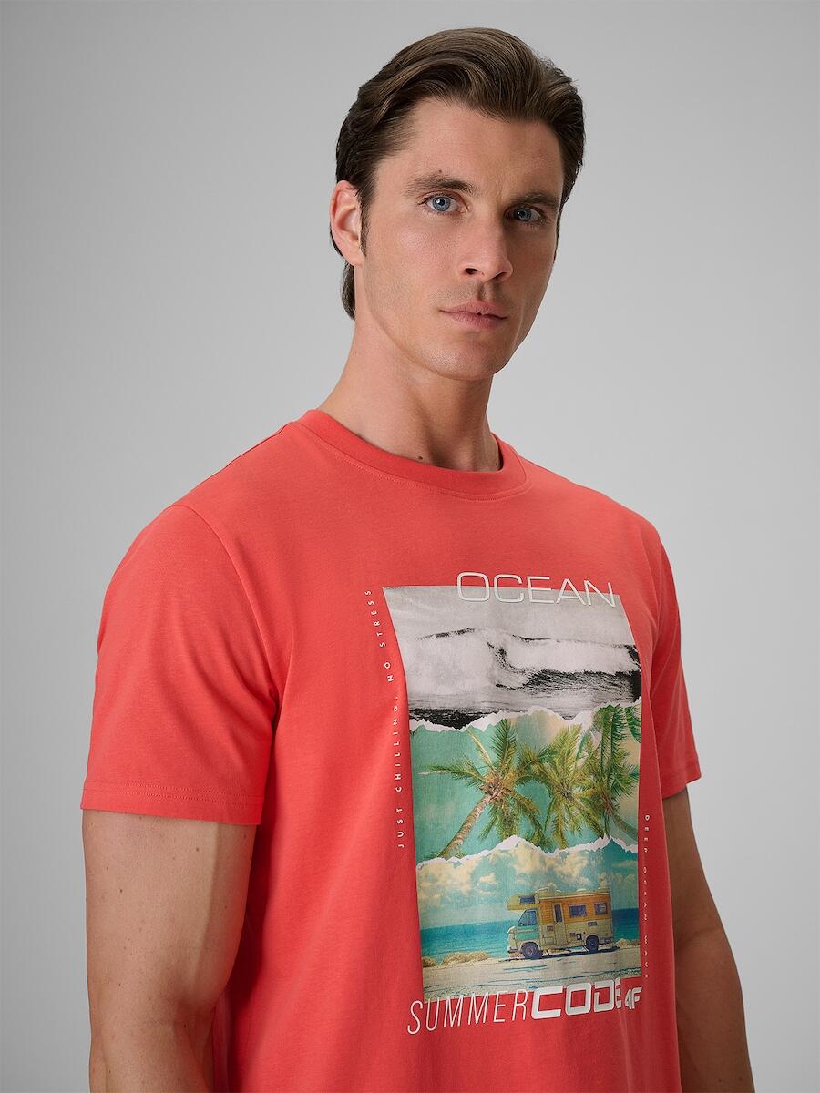 T-shirt regular z nadrukiem męski 4F 4FRSS26TTSHM4304 4/7