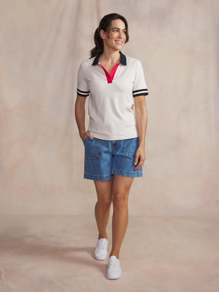 Polo manches courtes Femme MAGGYPOL Craie - 97% coton 3% élasthanne 2/5