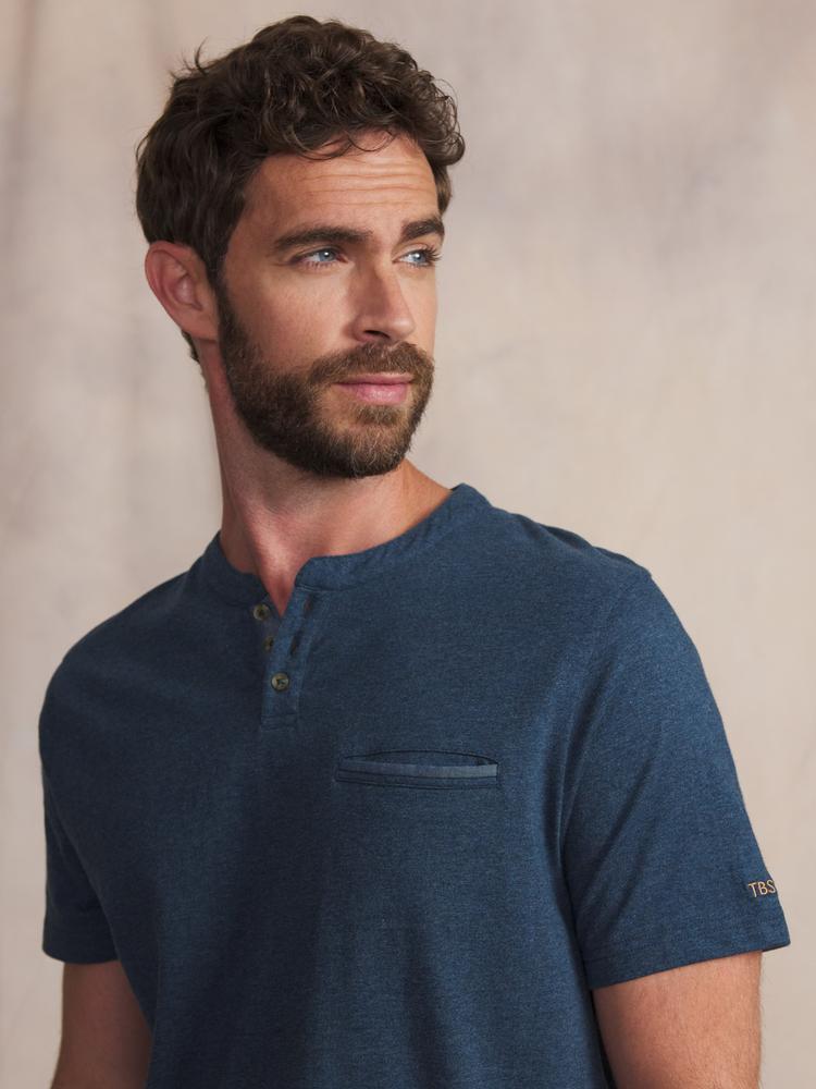 T-shirt manches courtes homme BLAKETEE Navy - coupe slim, 100% coton 3/5