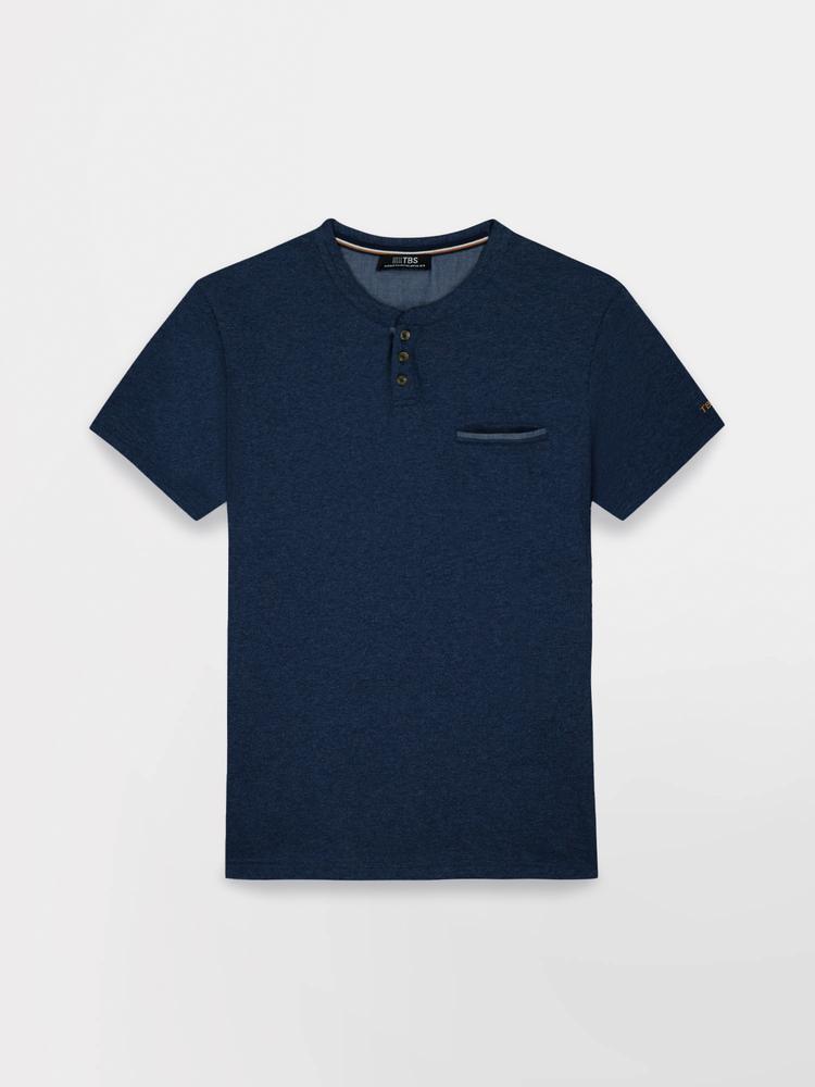T-shirt manches courtes homme BLAKETEE Navy - coupe slim, 100% coton 4/5