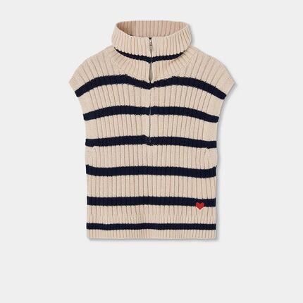 Pull sans manches fille avec coeur brodé