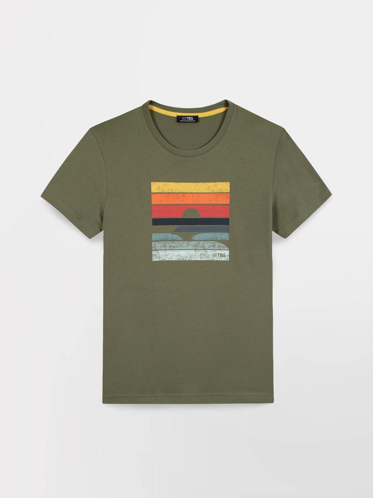 T-shirt manches courtes homme KERANTEE kaki - coupe ajustée, 100% coton 4/5