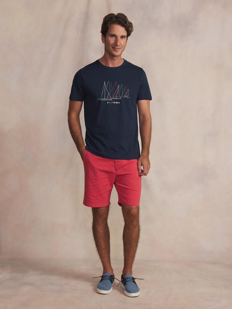 T-shirt manches courtes Homme FREDITEE - Navy, 100% coton 3/5