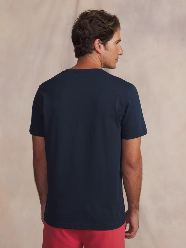 T-shirt manches courtes Homme FREDITEE - Navy, 100% coton 2/5