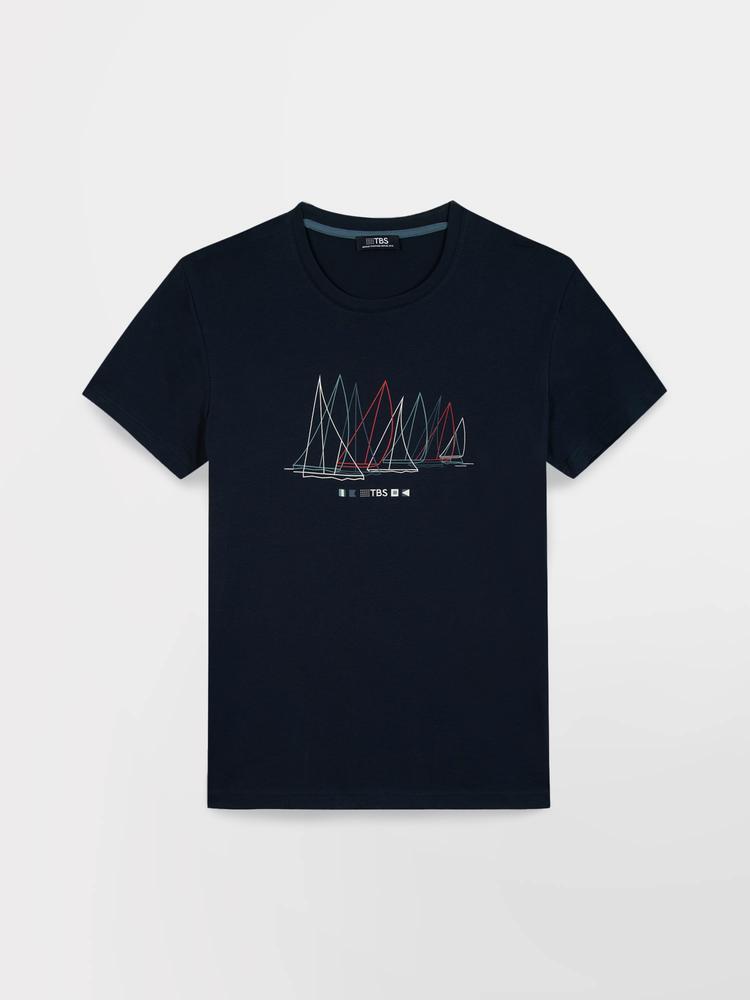 T-shirt manches courtes Homme FREDITEE - Navy, 100% coton 4/5