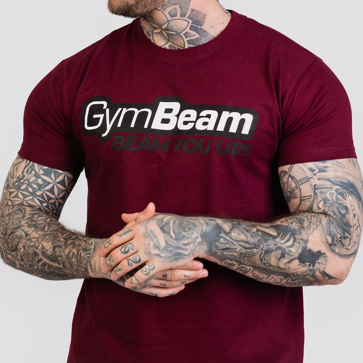 Tričko pánské fitness regular fit vínové Beam 2/7