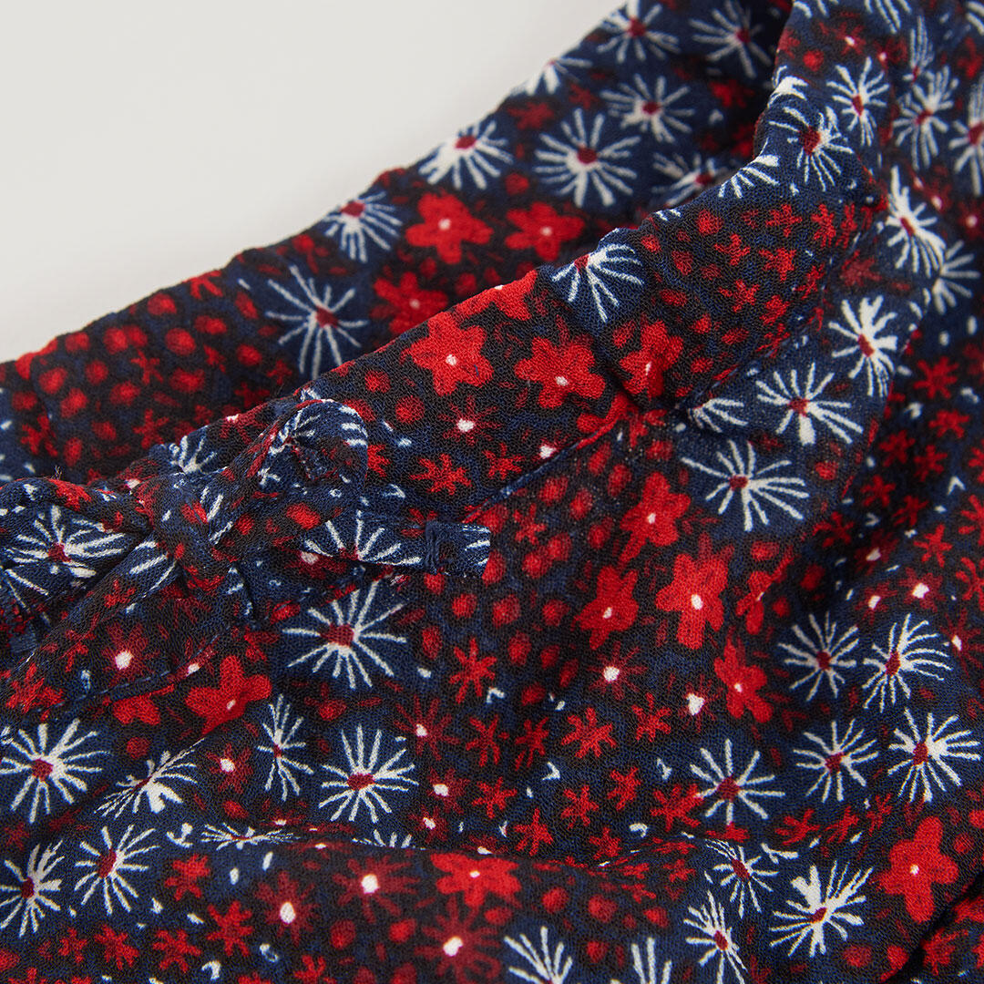 Falda estampado flores azul marino con volantes 3/4
