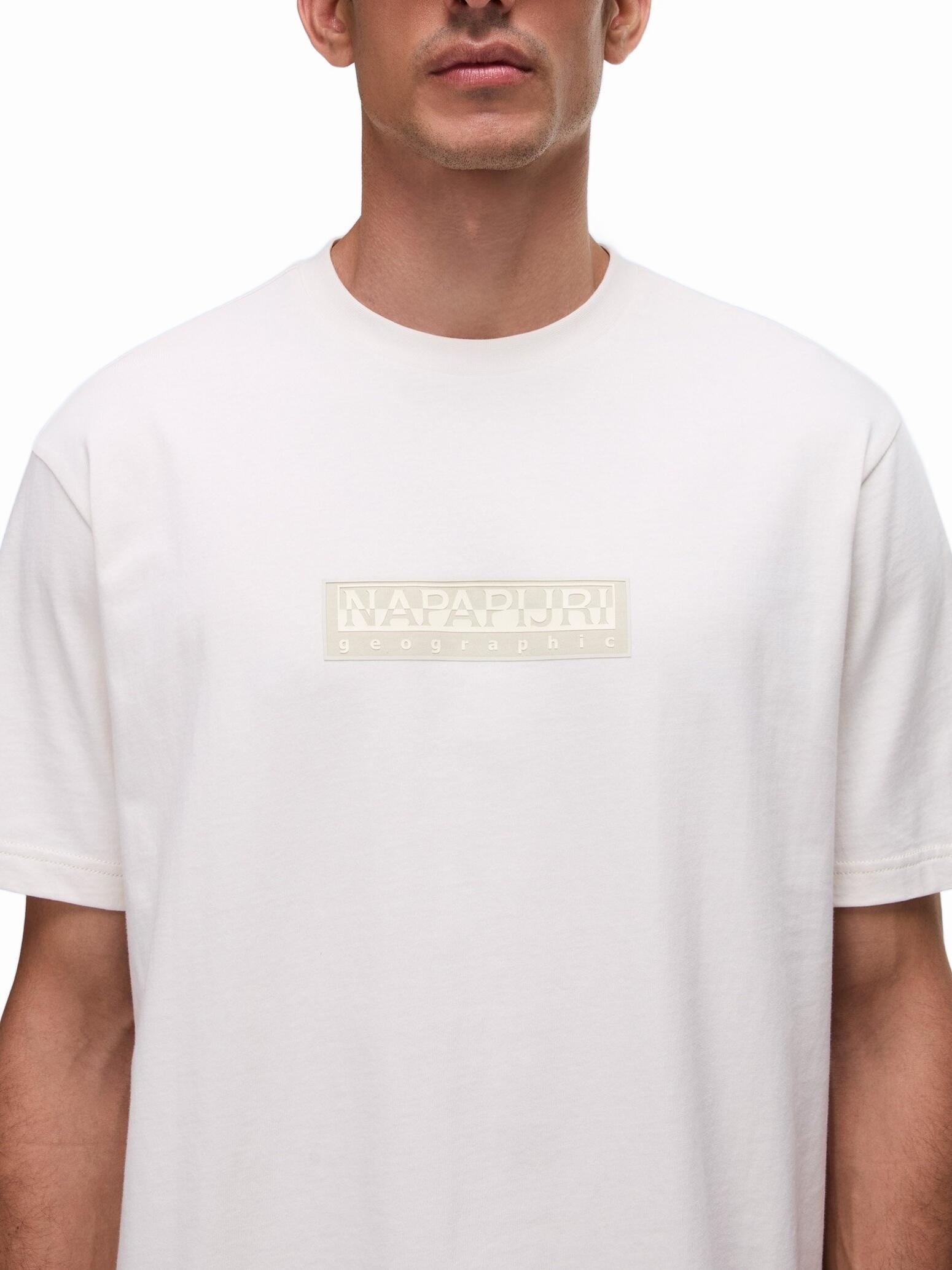Tee Shirt Napapijri S-box Logo Ss 1 White Whisper 3/6